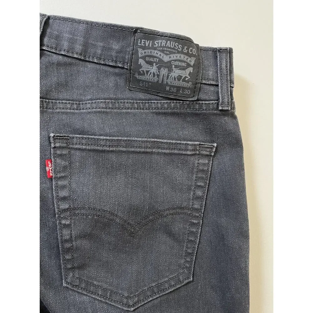Levi's 541 Athletic Straight Fit Denim Jeans Mens‎ 36x30 Charcoal Gray Zip Fly